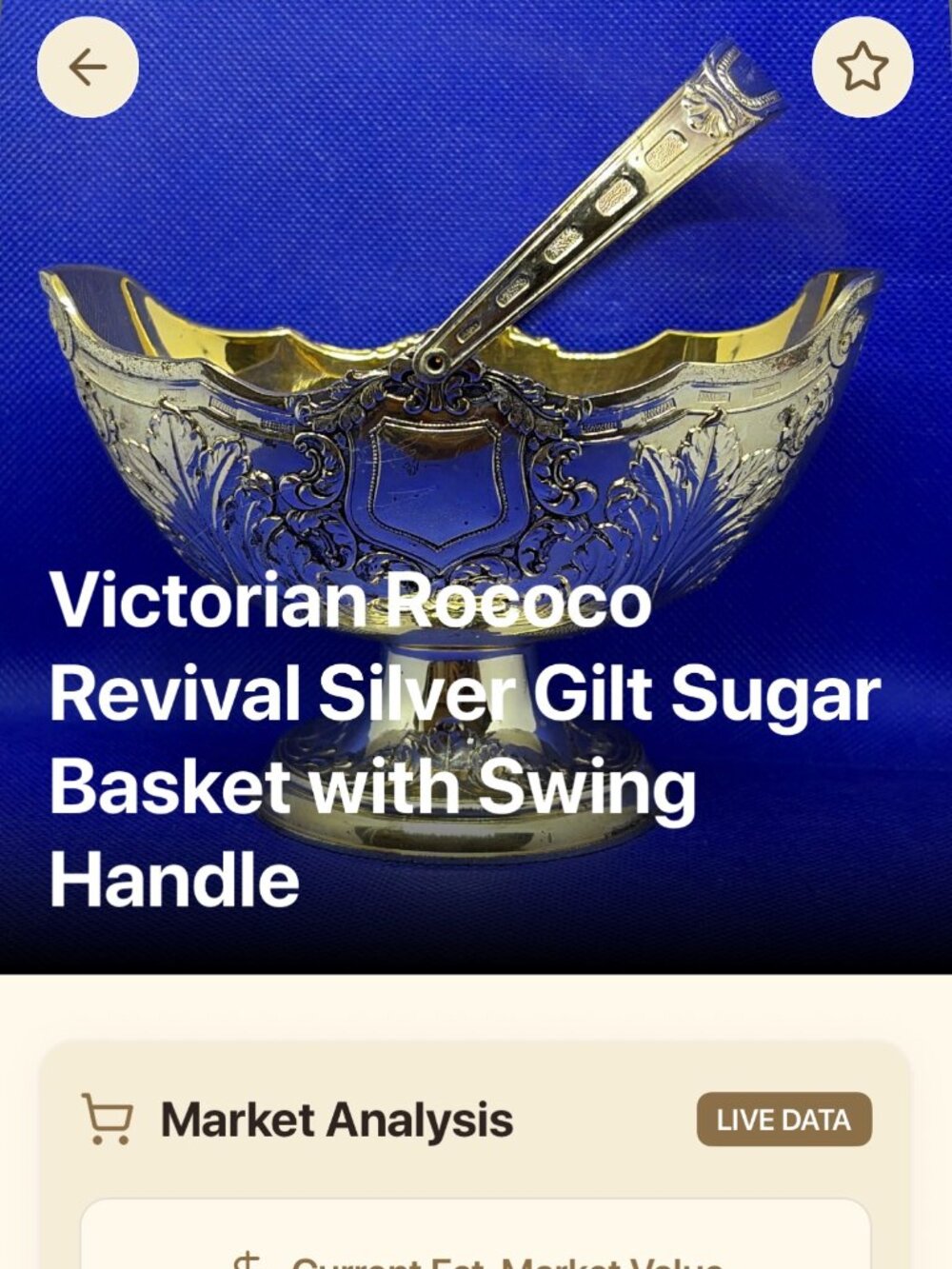 Victorian Silver/Gilt Plated Basket Ornate Floral Rococo Revival & Swing Handle